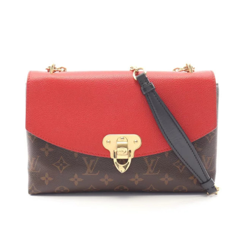 Louis Vuitton Saint Placide Canvas Leather Monogram Shoulder Bag Red Brown